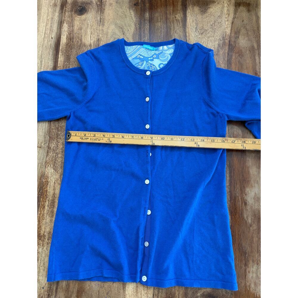 J.McLaughlin Cardigan Sweater Button Front Cotton Blend Blue Size Medium - Picture 3 of 7